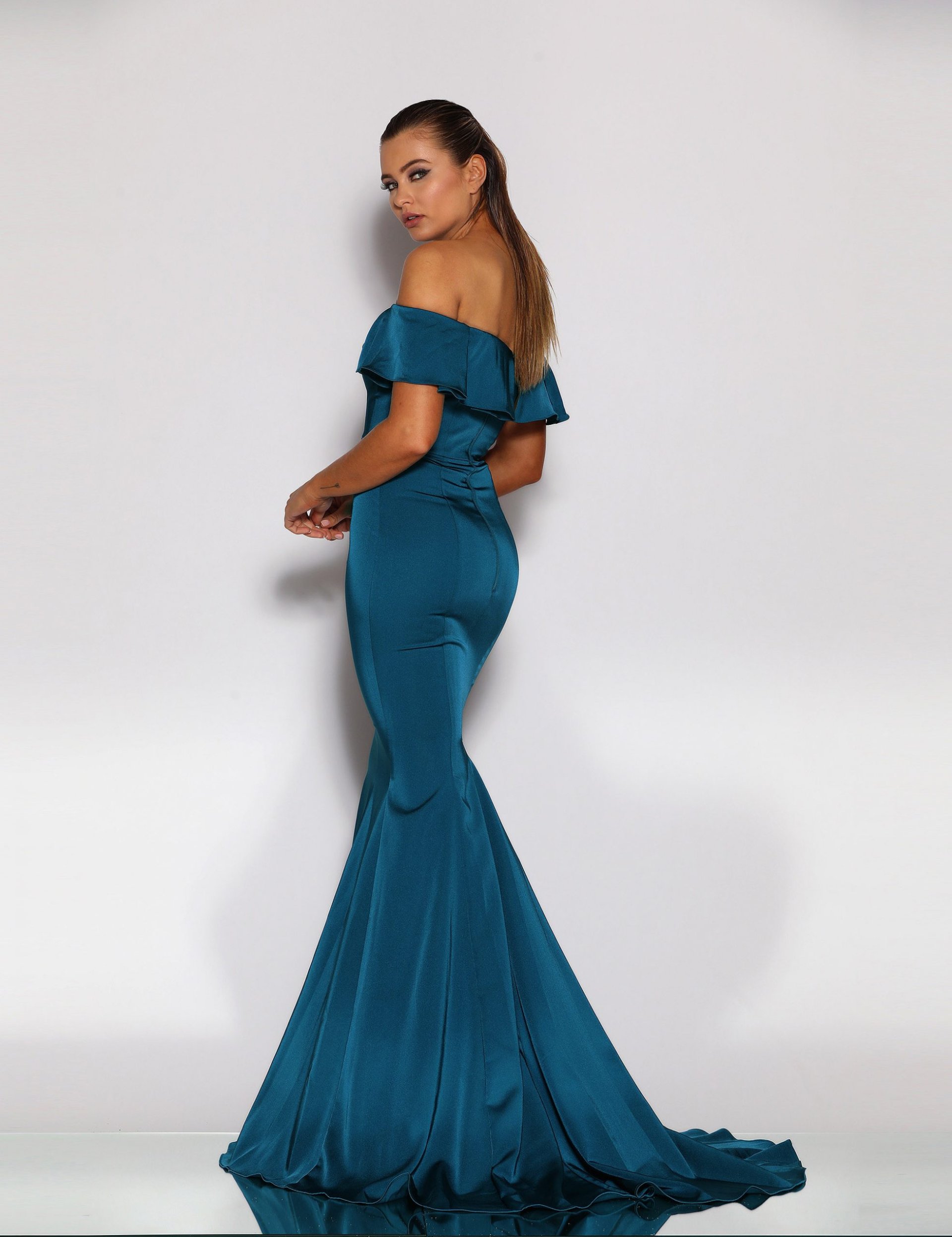 Jadore JX2040, Off the shoulder fit & flare, Teal